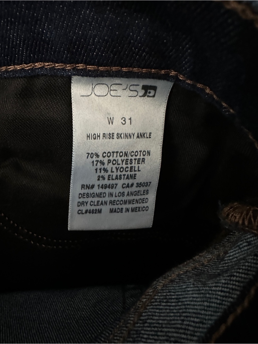 Joe’s Jeans High Rise Skinny Ankle Jeans Raw Hem Dark Wash Women’s 31 - Picture 7 of 7